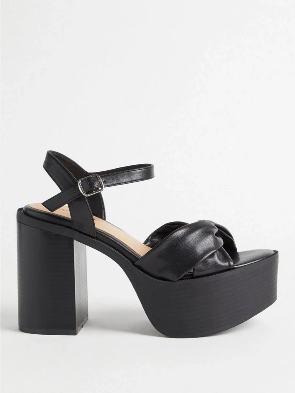 Torrid Soft Knot Heeled Platform Sandals Black Size 9WW